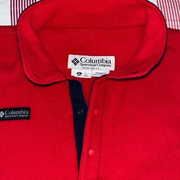 Retro Columbia Sportswear Jacket Mens Big Red Field Gear Fleece Outdoor Vintage - Picture 2 of 7